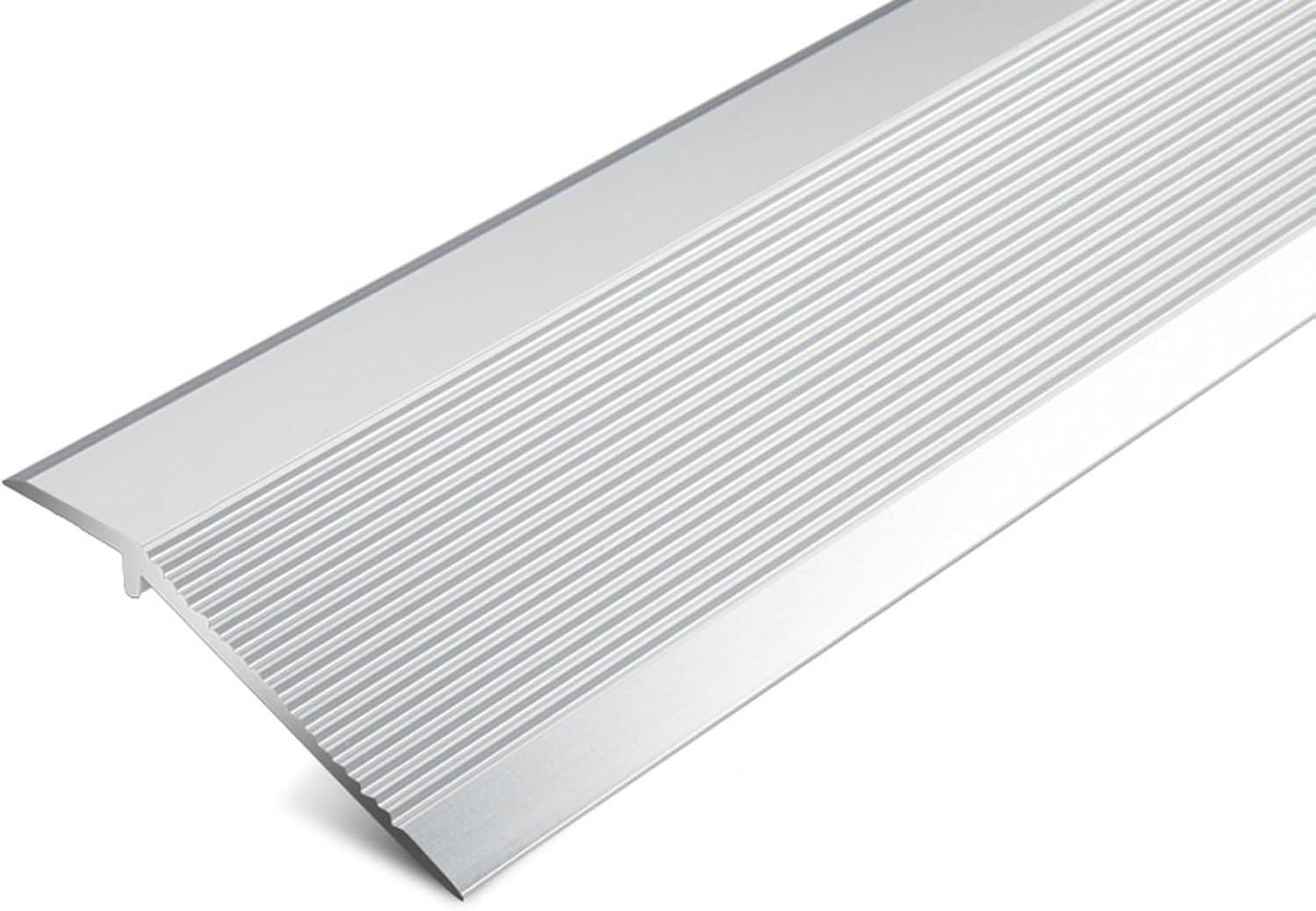 4inch Wide Floor Transition Strip Threshold Ramps for Doorways, Fluted Aluminum Reducer, Flooring Edge Trim, Wood To Tile, Vinyl To Laminate, Carpet To Tile ( Color : Silver , Size : 140cm/55.1in/4.6f