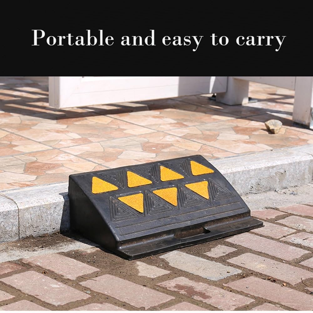 Portable Rubber Curb Ramp, 13cm(5inch) Rise Height Sidewalk Kerb Ramp, Threshold Ramp with Stable Grid Structure for Cars, Wheelchairs, Bikes, Motorcycles
