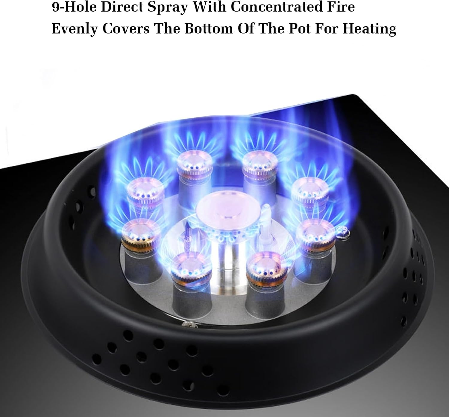 Gas Stove with 1 Burner,5.2KW Nine-Cavity High-fire,Gas/LP Gas Conversion Stove,Tempered Glass Cast Iron Pot Rack,with Flameout Protection,for Home Kitchen(LPG)