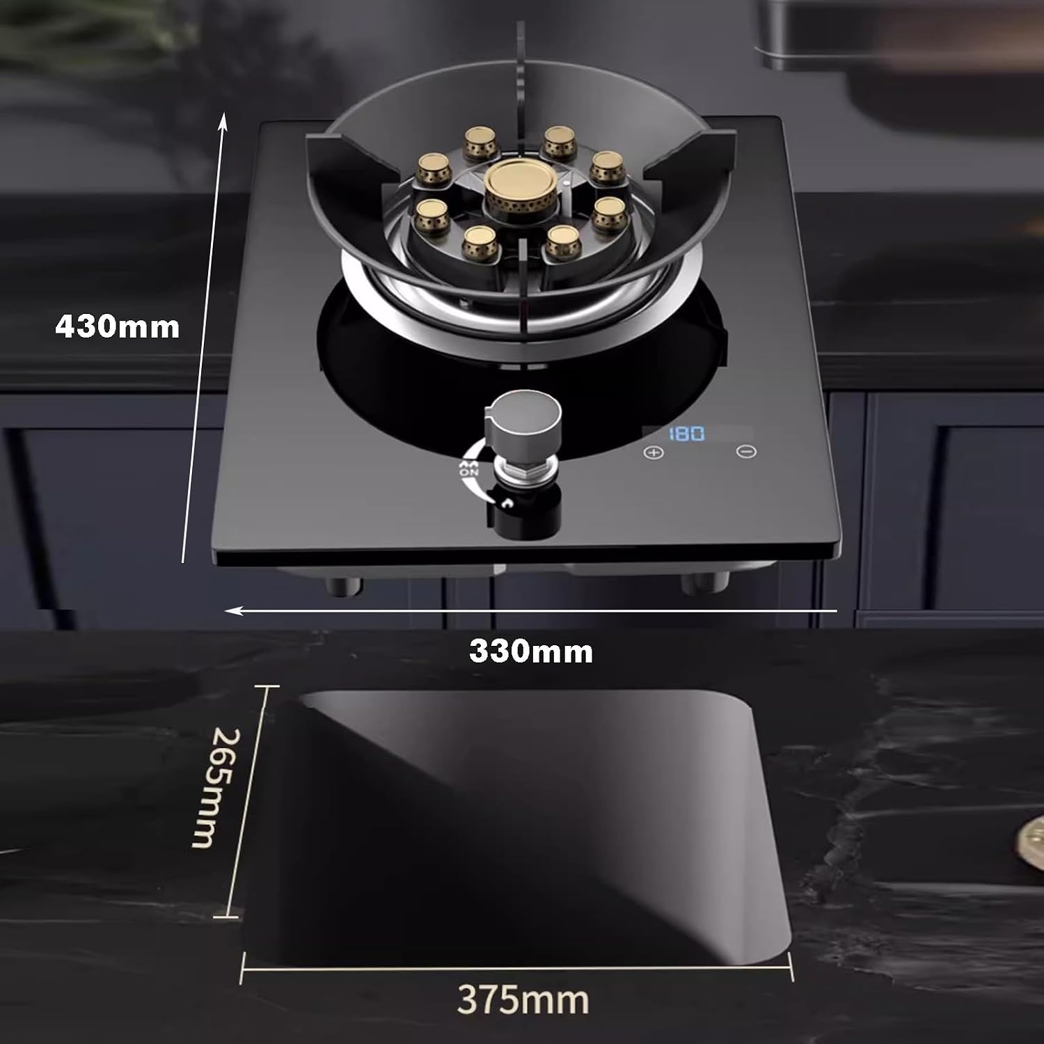 Portable Gas Stove 1 Burner,7.2KW Nine-Cavity High-fire Timer,Kitchen Counter Top Stove,with Flameout Protection,for Natural Gas/liquefied Petroleum Gas(NG)
