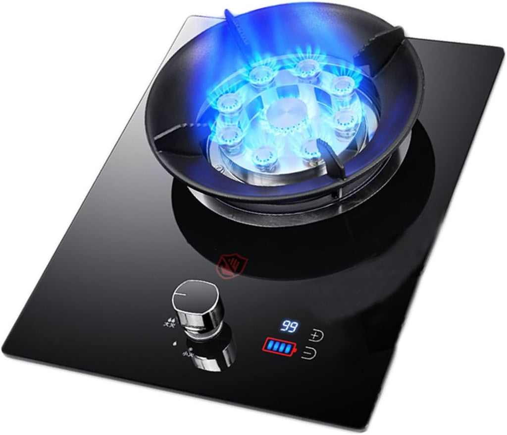Gas Stove,Pulse Ignition,with Protection Lock and 99min Timer NG/LPG Gas Cooktop,Heat Load 5.2KW/17742.4BTU,for Indoor and Outdoor Camping,1 Burner (Color : NG)
