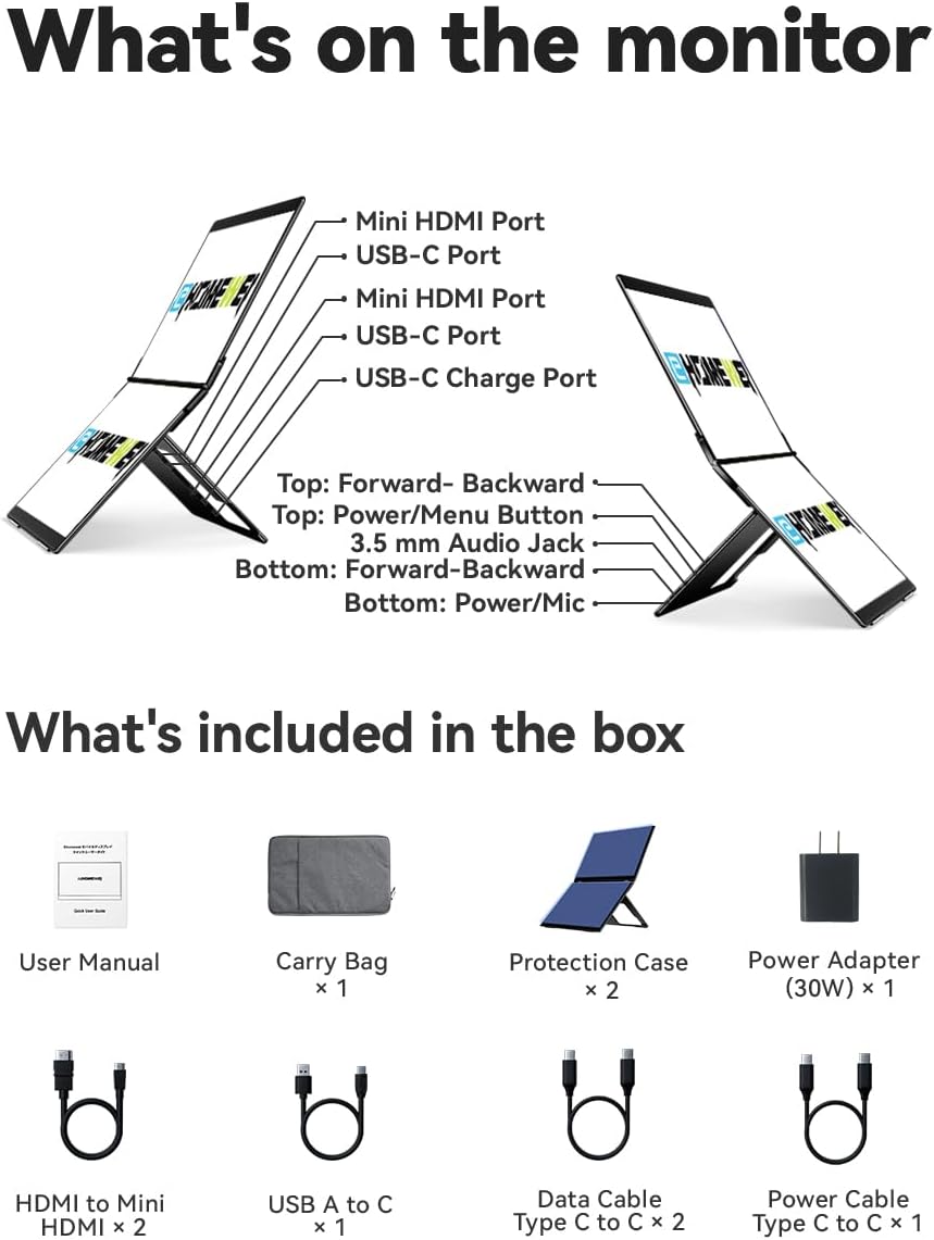 EHOMEWEI X1 Air Foldable Dual Screen Portable Monitor 14.2'×2 2.8K IPS Laptop Screen Extender 90Hz USB-C HDMI for MacBook Windows