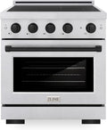 ZLINE Autograph Edition 30 in. 4.2 cu. ft. Paramount Induction Range with 4 Element Cooktop and Electric Convection Oven in Satin Stainless Steel with Matte Black Accents (SINRSZ-30-MB)