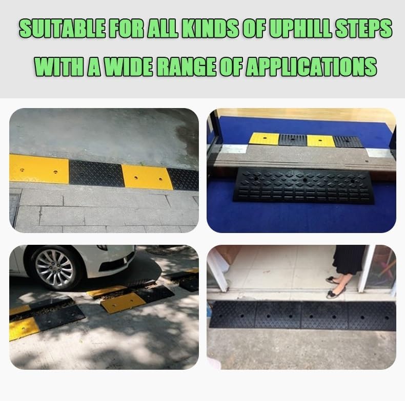 Driveway Curb Ramp, 4in Rise Threshold Ramp Portable, Heavy Duty Loading Ramp, Rubber Wheelchair Ramp for Home/Front Door/Yard/Patio/Entry(100 * 25 * 8cm/39 * 10 * 3.1in)