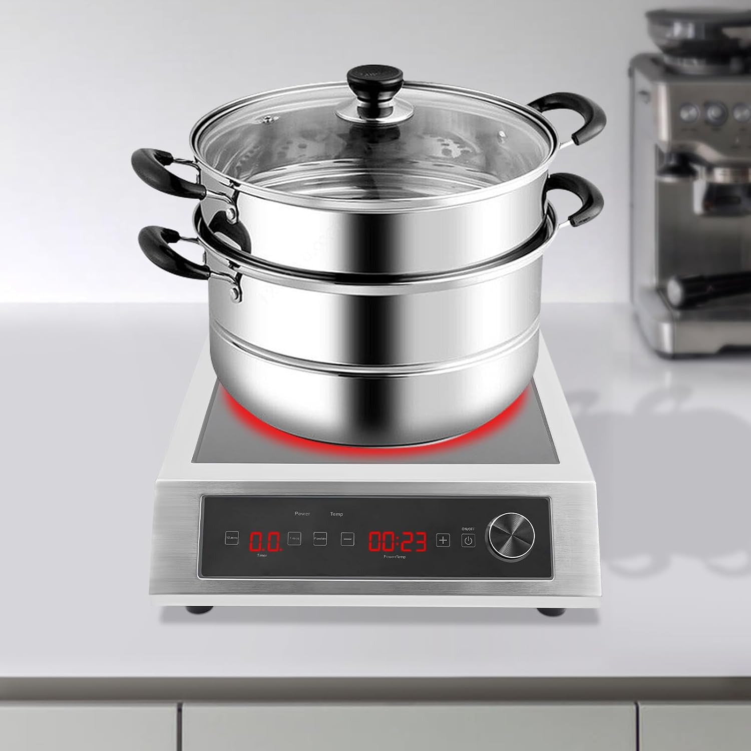 Commercial Induction Burner 3500W 110-127V Electric Cooktop Countertop Induction Stove with Temperature and Time Control, Powerful Hot Plate with LED Display