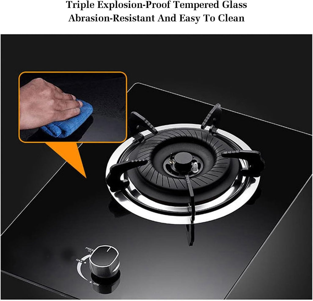 Gas Stove 1 Burner,Portable Gas Stove,Kitchen Counter Top Stove 4.8KW Gas,Gas/LP Gas Conversion Stove,Tempered Glass Cast Iron Pot Rack,with Flameout Protection(LPG)