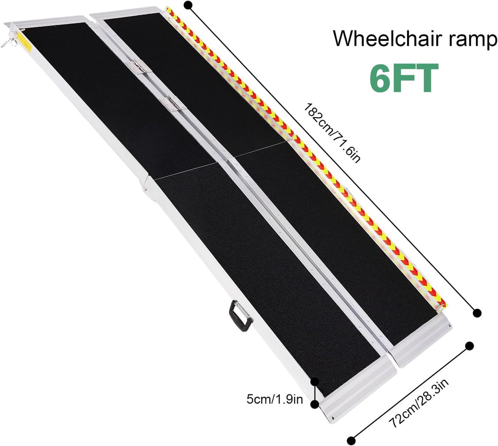 Generic Portable Wheelchair Ramp Folding Aluminum Door Threshold Wheelchair Ramp Threshold Ramp for Home Steps Stairs Entry Threshold Doorways