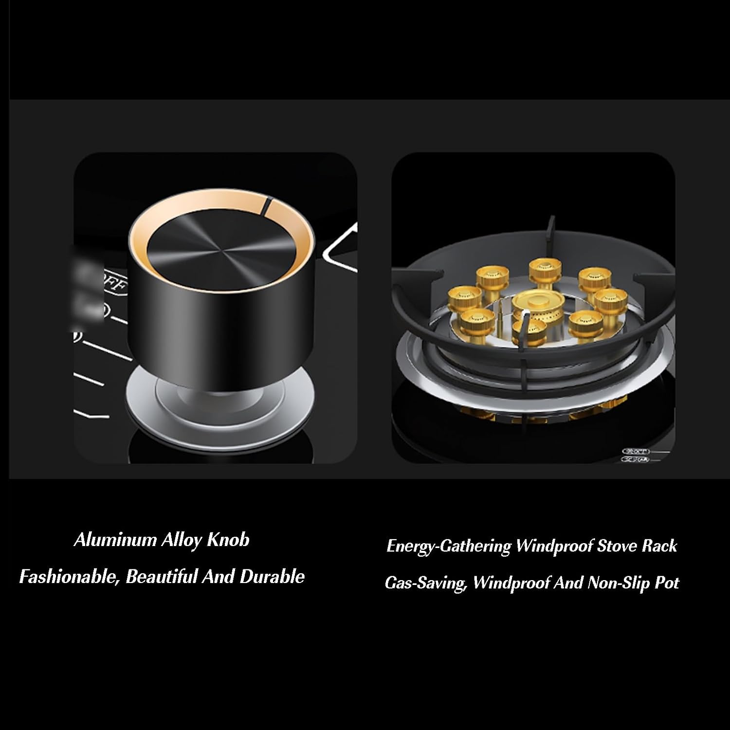 Single Burner Gas Stove,Double Nine-Chamber Fierce Fire Stove with Flameout Protection and Energy-Gathering Windproof Stove Rack(NG)