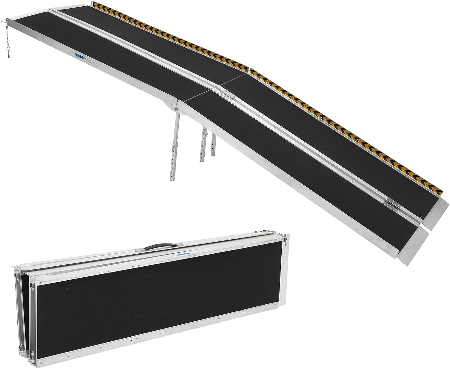 Portable Wheelchair Ramp 10FT, Non-Slip Aluminum Folding Handicap Ramp, Door Threshold Wheelchair Ramps Aluminum Ramp with Non-Skid Surface & Reflective Strips