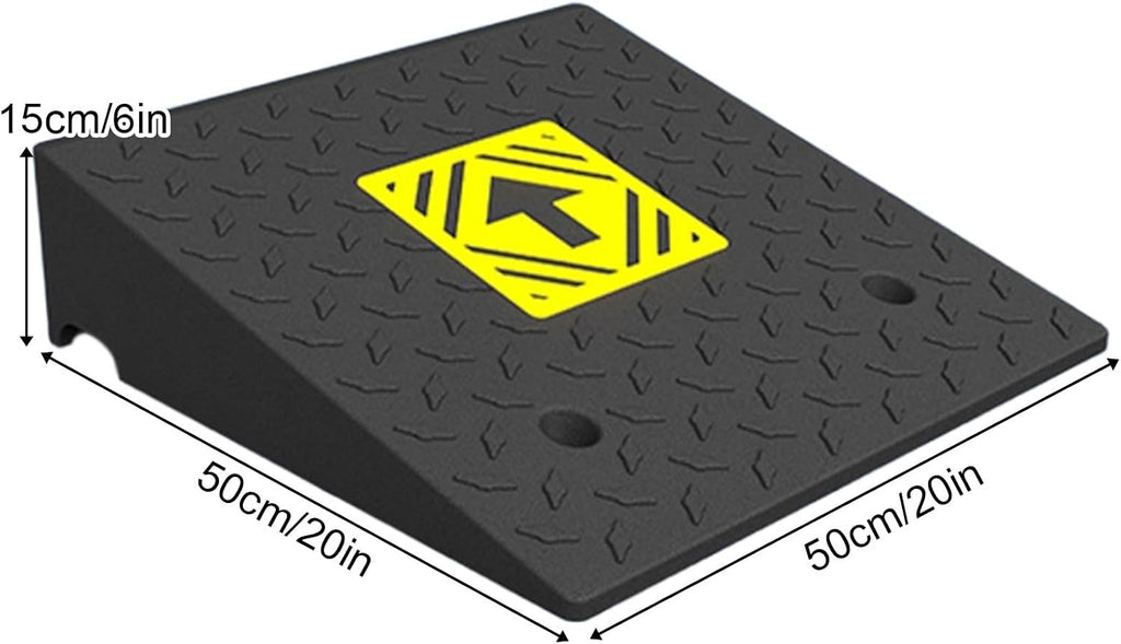 Heavy Duty 6614lb/3000kg Curb Ramp, Non-Slip Surface, Threshold Ramp with Yellow Arrow, Suitable for Car, Motorcycle, Bike, Wheelchair(50 * 50 * 15cm/20 * 20 * 6in)