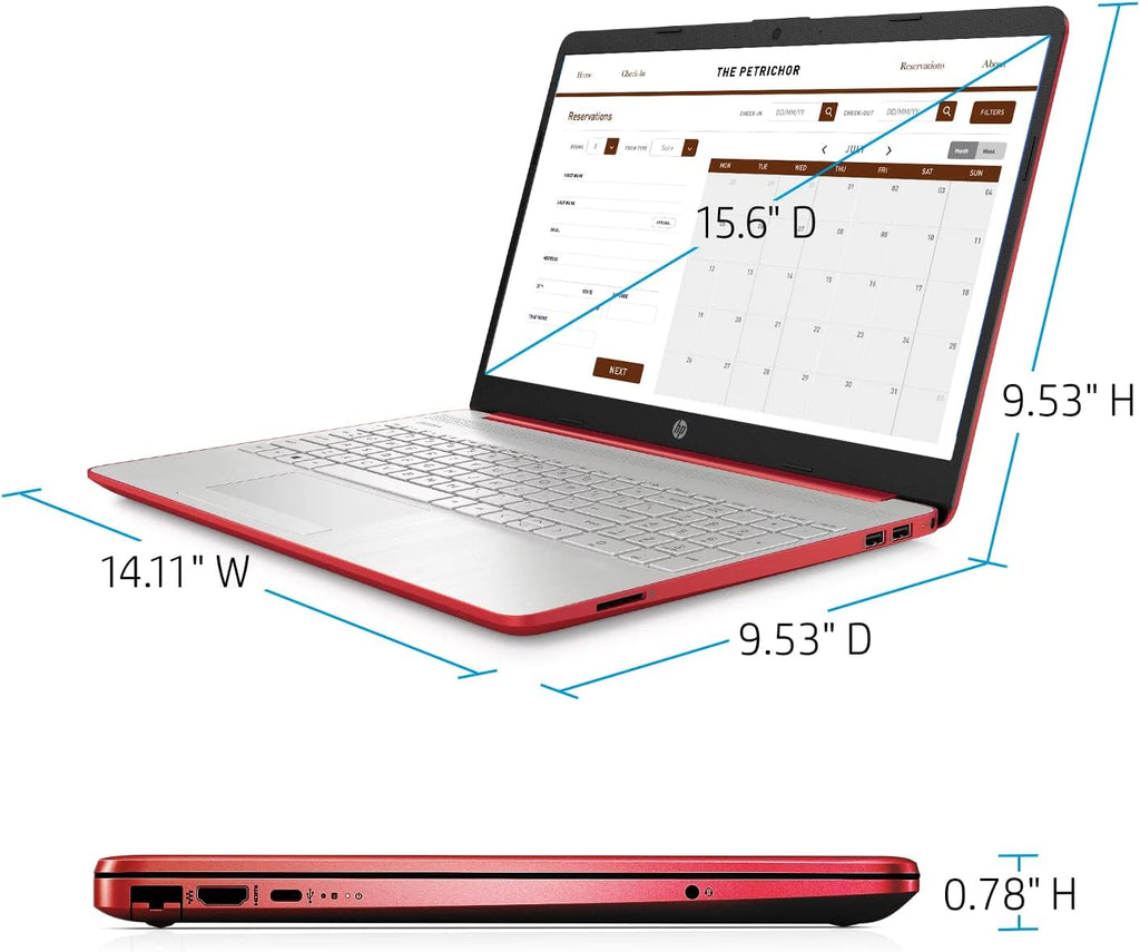 HP 15.6' HD Laptop for Business and Student, Intel Pentium Silver N5030, 16GB RAM, 1TB SATA SSD, Webcam, Media Card Reader, RJ45, HDMI, Wi-Fi, Windows 11 Home, Scarlet Red, KKE Accessories
