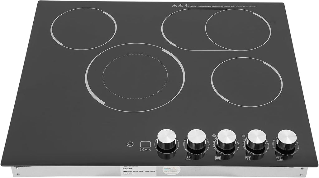 Electric Ceramic Cooktop 4 Burners, 110V Electric Stove Top Firepower Gears Adjustable with LED Display&Child Safety Lock, for Kitchen Hotel Restaurant (4-Burners, C43-MS)