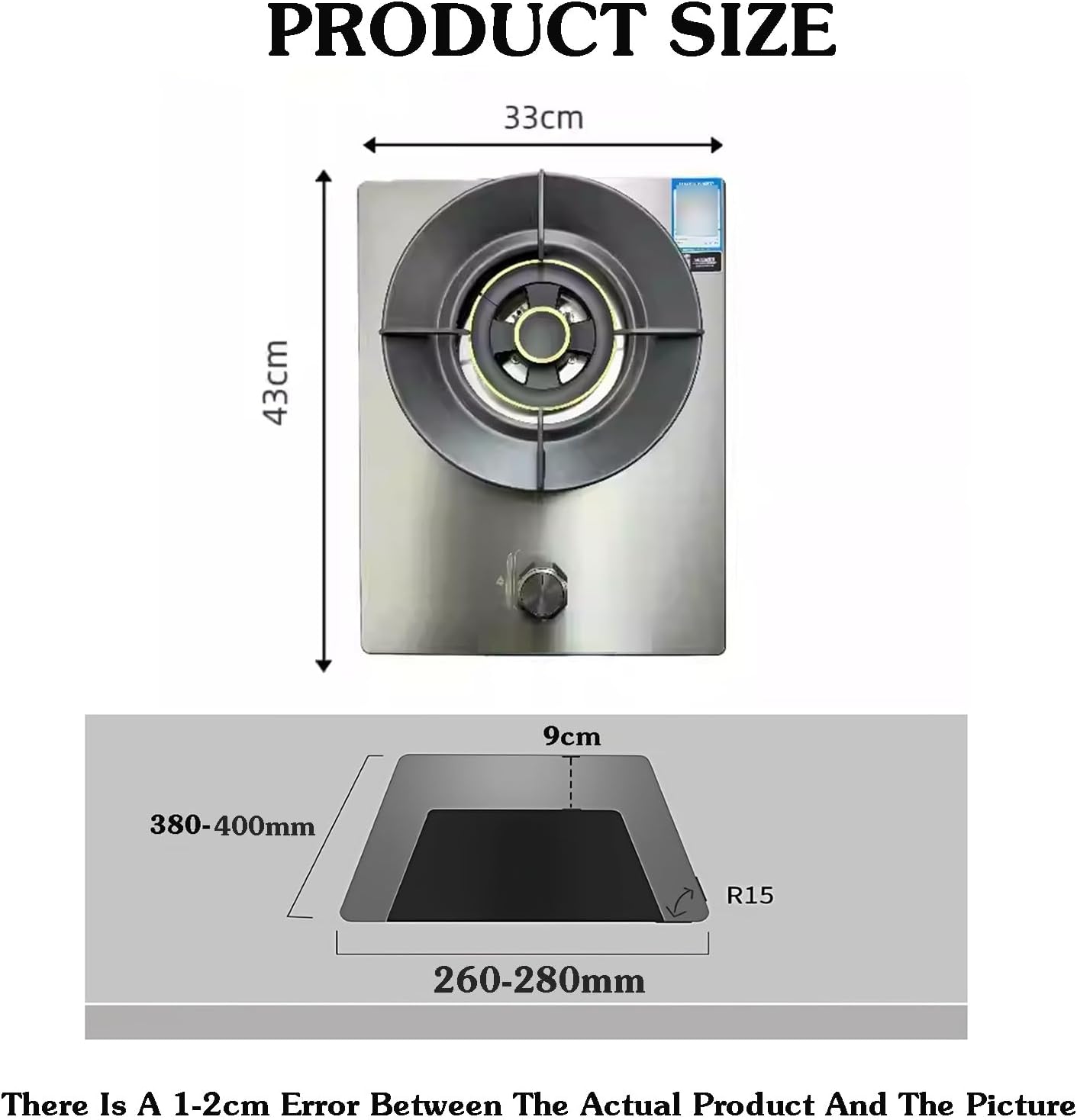 Portable Gas Stove 1 Burner,5.2kW Fire Ring Frying Pan,Tempered Glass Cast Iron Pot Rack,with Flameout Protection,for Home Kitchen(NG)