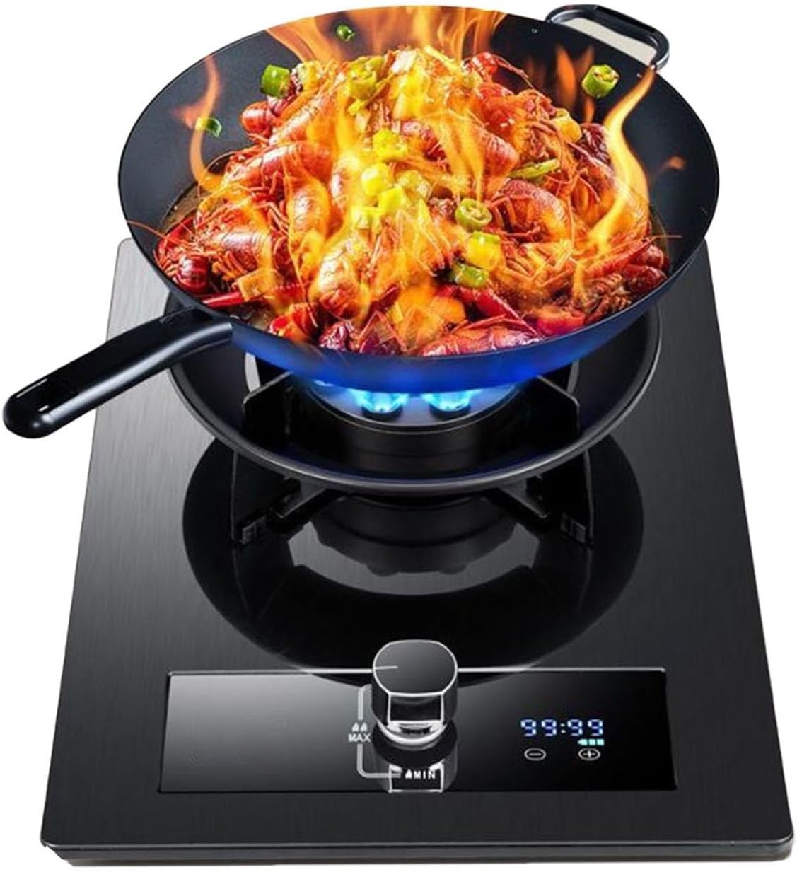 Gas Cooker 1 Burner,Countertop Stove 5.2KW,Tempered Glass Dining Table Cooking,with Flameout Protection and Timer,NG/LPG Gas Conversion(LPG)