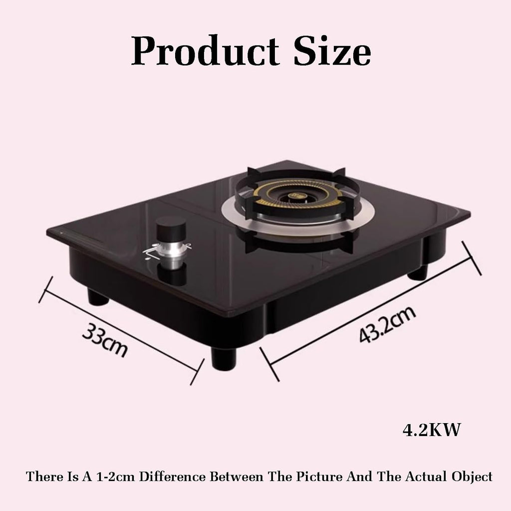 Gas Stove 1 Burner,4.2KW Gas Stove,Gas/LPG Gas Conversion Stove,Tempered Glass Cast Iron Pot Rack,with Flameout Protection,for Home Kitchen(LPG)