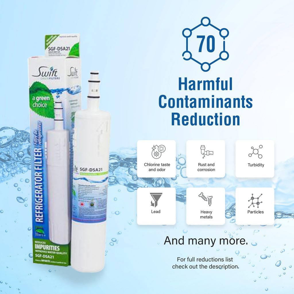 SGF-DSA21 Replacement water filter for Samsung DA29-00012A,DA29-00012B, DA61-00159A,DA29-0003B,EFF-6006A-8 by Swift Green Filters (6 Pack)