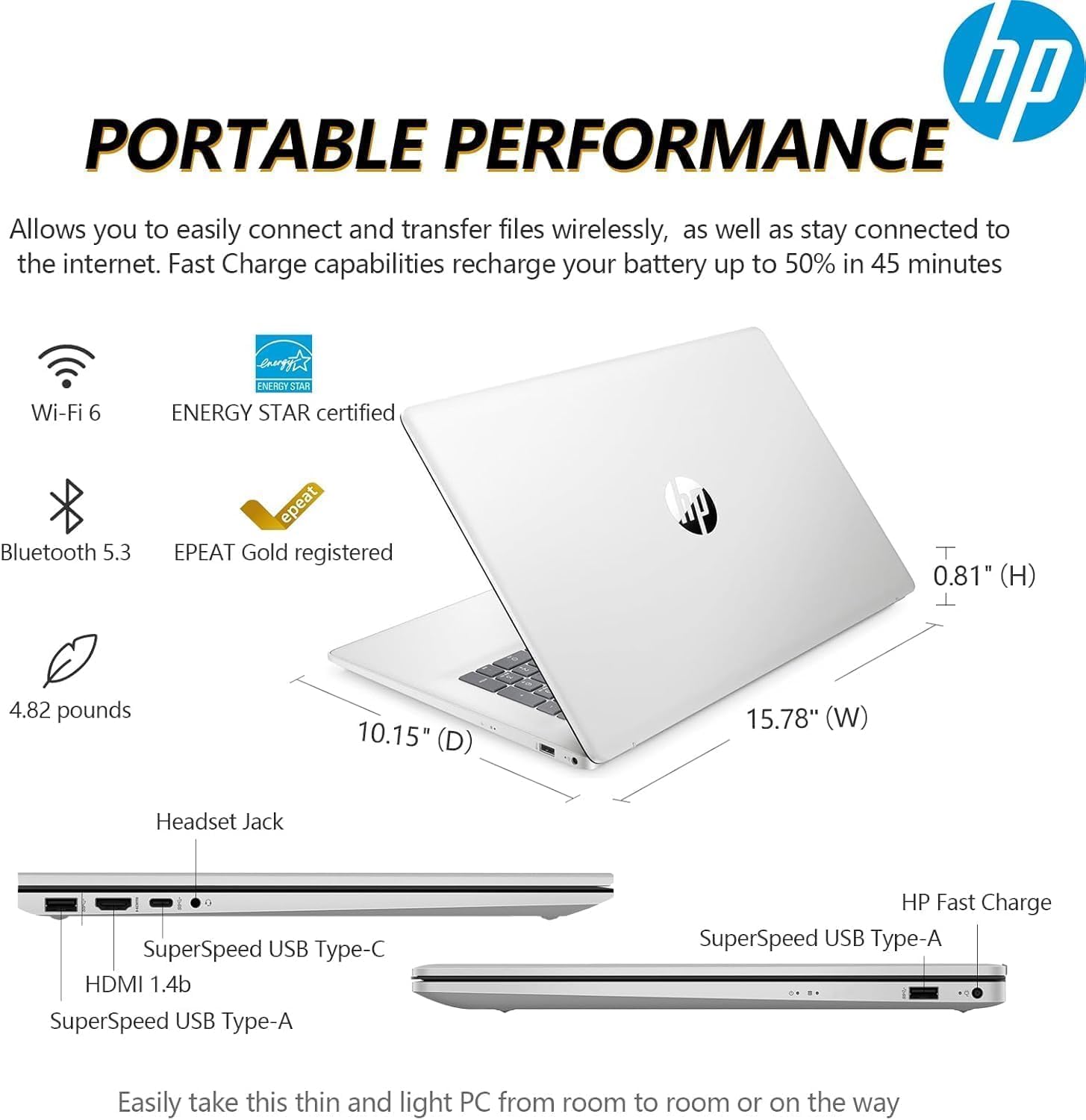 HP Customized 17.3' AI-Ready FHD Business Laptop | 6-Core AMD Ryzen 5 Processor | 8GB DDR4 RAM | 256GB PCIe SSD | Win 11 + Copilot | Wi-Fi 6 | HDMI | Camera with Privacy Shutter & AI Noise Reduction