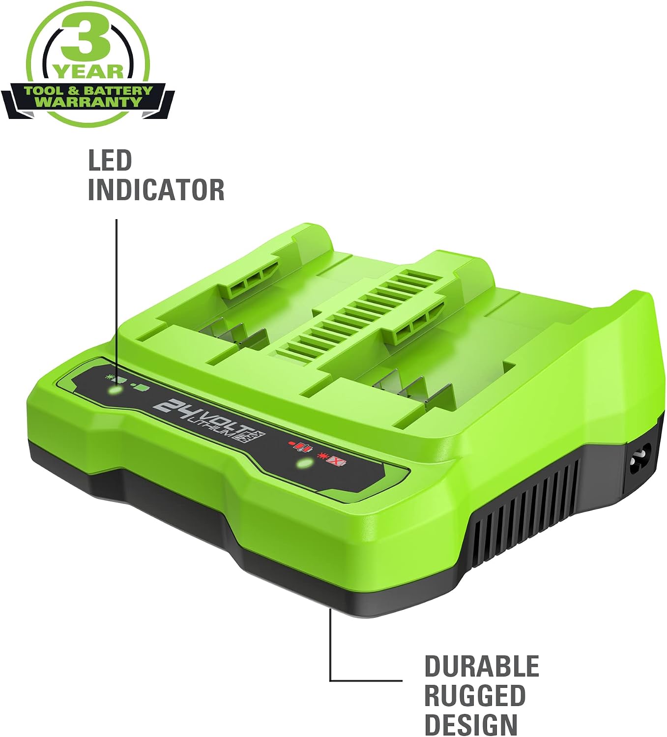 Greenworks 24V 4.0Ah USB Battery (2-Pack) Starter Kit + Dual Port Rapid Charger (Genuine Greenworks Parts)