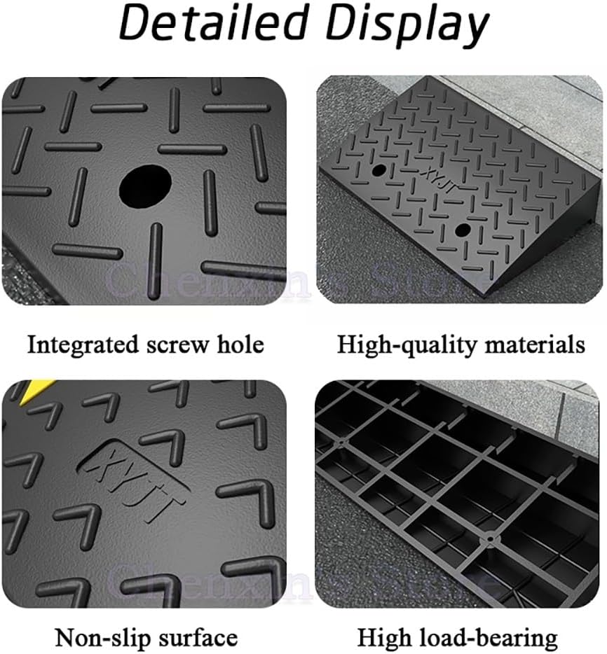 Plastic Curb Ramps 4' 5' 6' Rise, Portable Threshold Ramp for Driveway Curb, Rubber Wheelchair Ramp with Non-Slip Surface, Garage Entry Ramp for Cars/Scooters/Trolley, Easy to Fix(50x60x16cm)