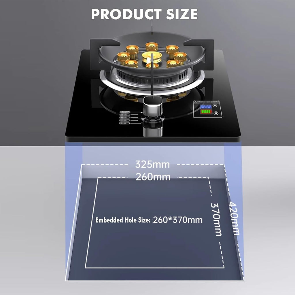 Portable Gas Stove 1 Burner,Indoor Gas Cooker,5.2KW Nine-Cavity High-fire Timer,Cooktop Stainless Steel,for Home Kitchen Camping Garden Catering(LPG)