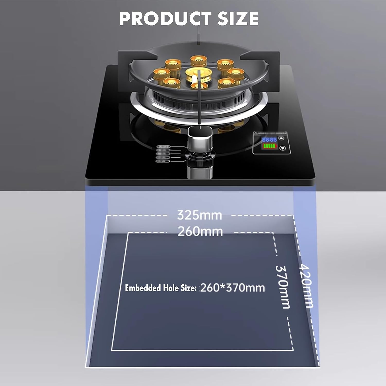 Portable Gas Stove 1 Burner,Indoor Gas Cooker,5.2KW Nine-Cavity High-fire Timer,Cooktop Stainless Steel,for Home Kitchen Camping Garden Catering(LPG)