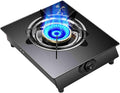 Gas Stove 1 Burner,4.0KW Cyclone Fire,Black Tempered Glass Aluminum Alloy Pot Rack,Natural Gas/Liquefied Gas Conversion Stove,with Flameout Protection(NG)