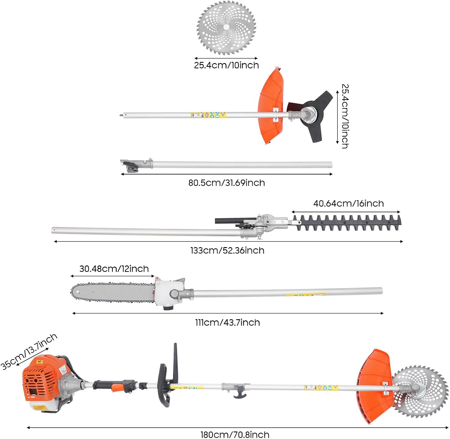 2026 New 52CC 2-Stroke Gas Weed Wacker, 5-in-1 Multi-Functional Lawn Mower Garden Hedge Trimmer String Trimmer Pole Chainsaw with Extension Pole, Weed Eater for Grass and Bush