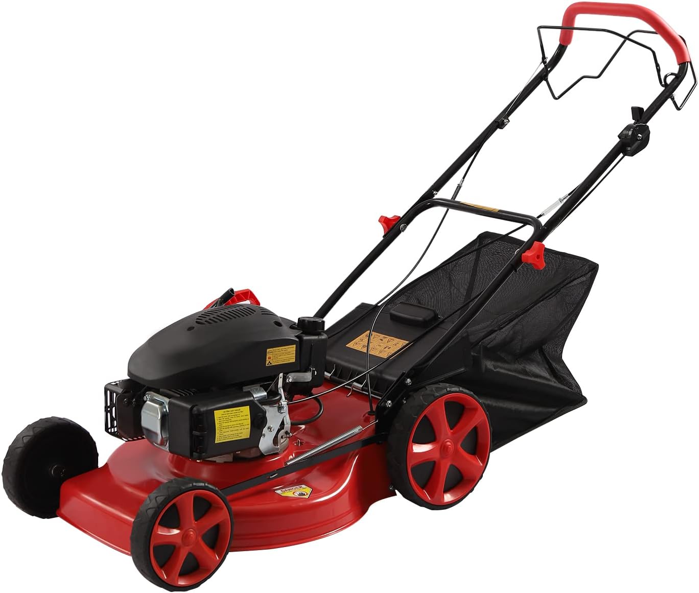 20Inch Gas Powered Lawn Mower, 3-in-1 140CC Self-Propelled Gas Mower with Bagger, 8 Adjustable Heights, 4000W 2800RPM,1.6L/0.42Gallon Fuel Tank, Perfect for Small to Medium Sized Yards