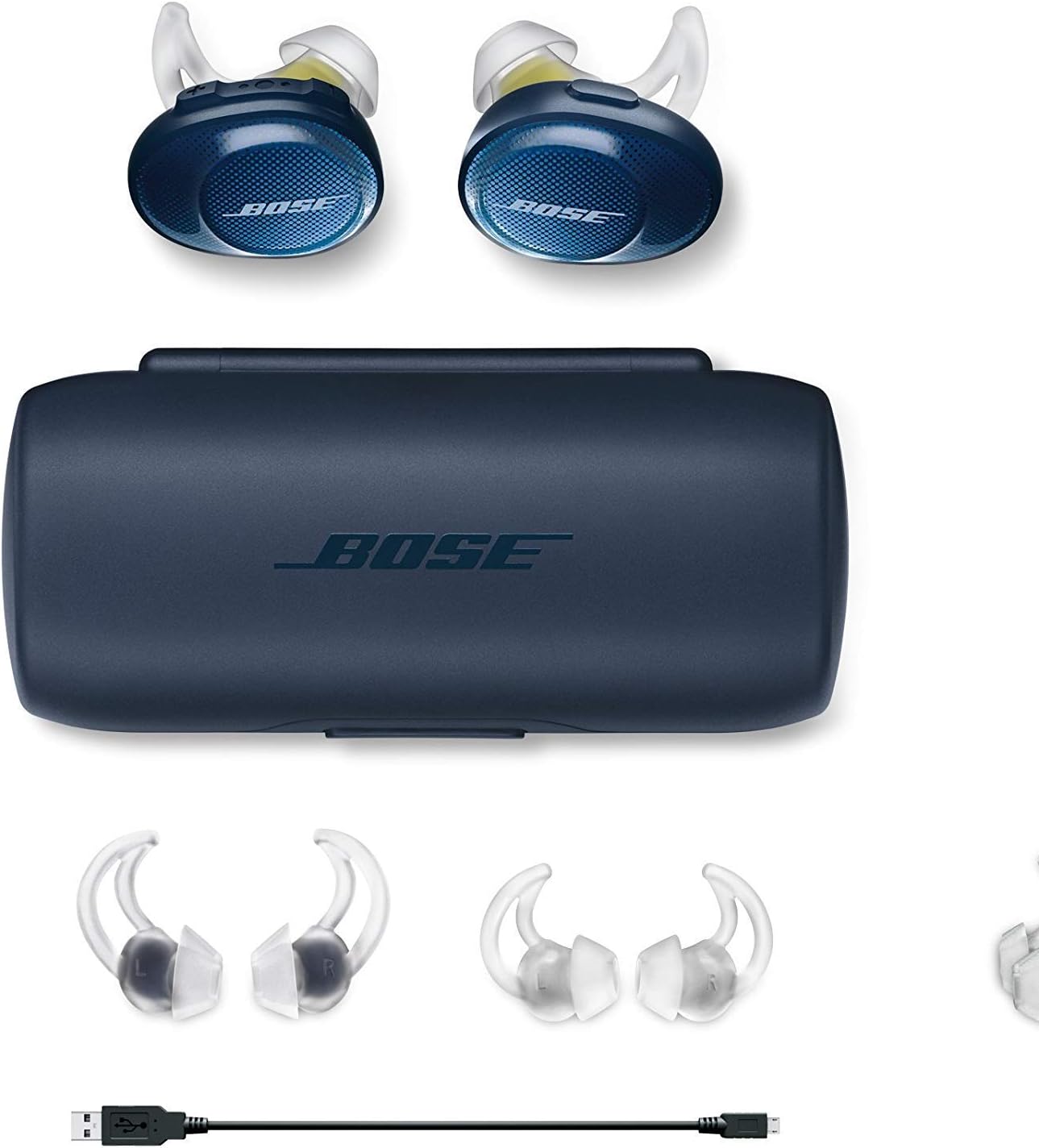 BOSE SoundSport Free Truly Wireless Sport Headphones - Midnight Blue/Citron (Renewed)