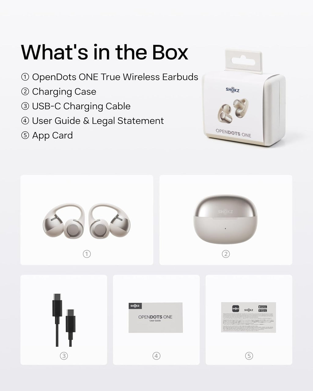 SHOKZ OpenDots ONE-Open-Ear Headphones, Clip-On Earbuds-Wireless Bluetooth Earbuds with Microphone-Secure, Lightweight, Comfort-Premium Dolby Audio-Water Resistant-Fast Charging-Up to 40 hrs Playtime