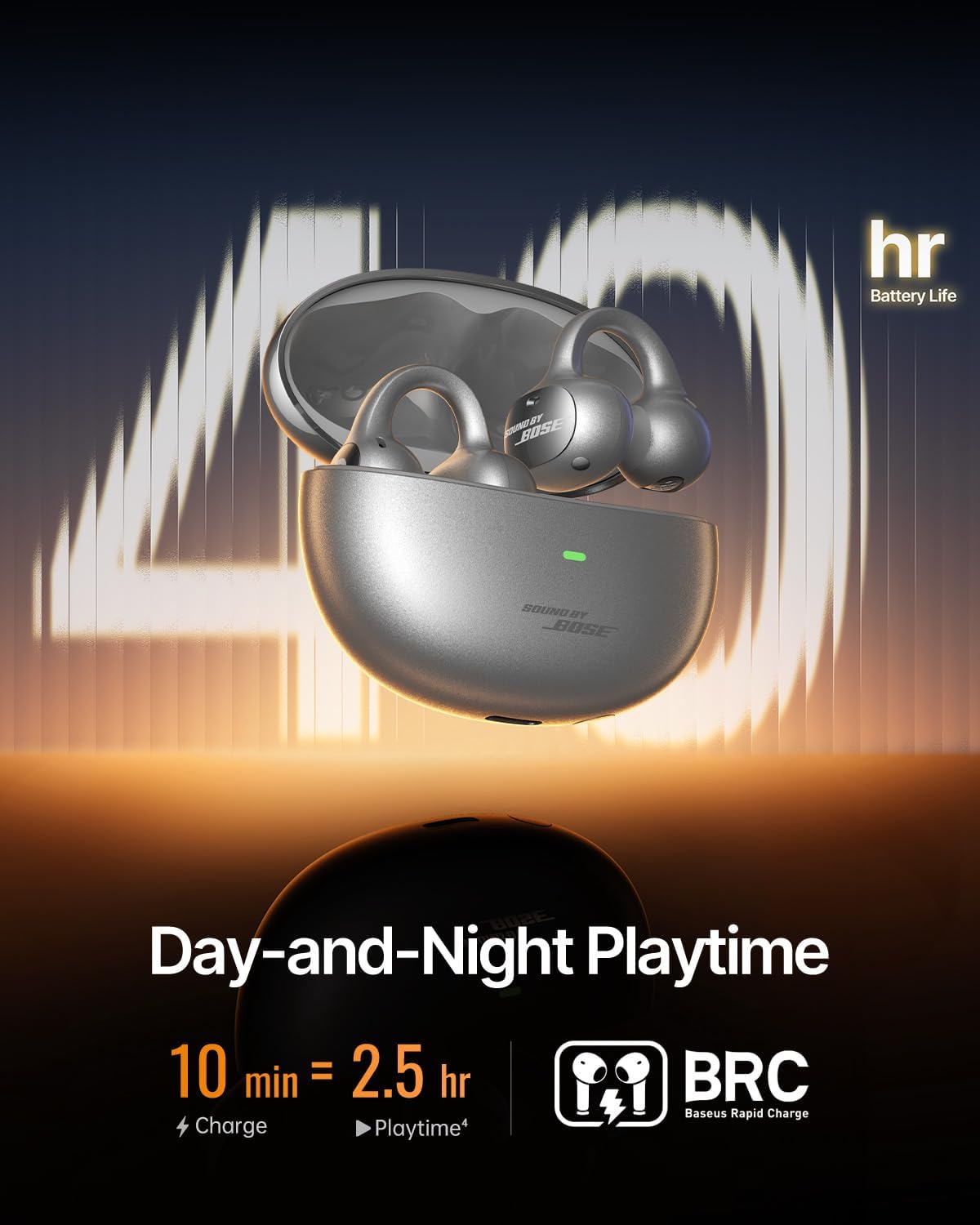 Baseus Inspire XC1 Open Ear Clip-On Earbuds, Sound by Bose, Dolby Audio, Adaptive Tunning Sound, Hybrid 2-Way Driver, Zero-Sense Air Cushion, 4-Mic Adaptive Clear Calls, IP66 Waterproof, 40H Playtime