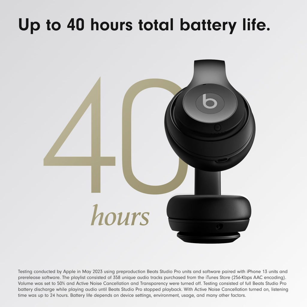 Beats Studio Pro Bluetooth Noise Cancelling Headphones with Apple 20W USB-C Power Adapter - Black