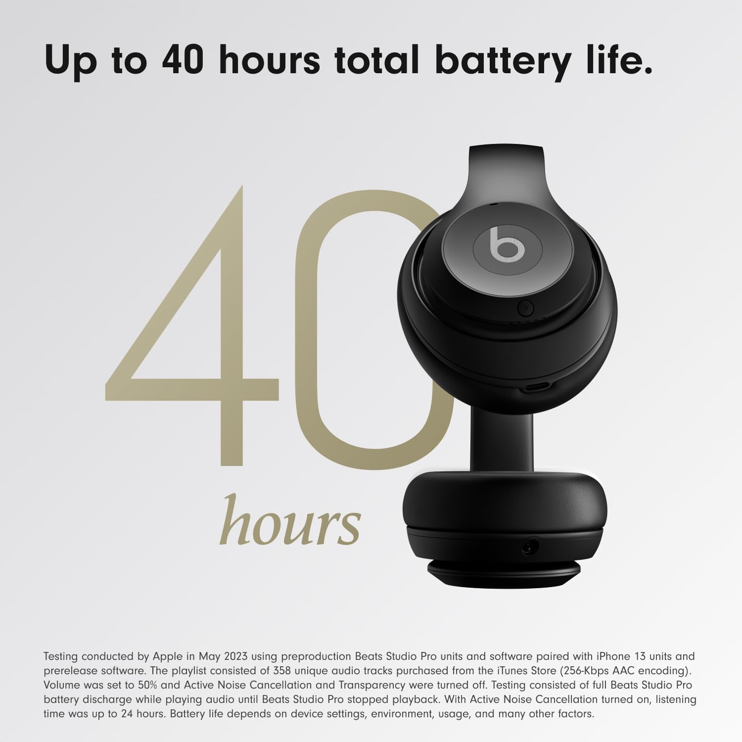 Beats Studio Pro Bluetooth Noise Cancelling Headphones with Apple 20W USB-C Power Adapter - Black