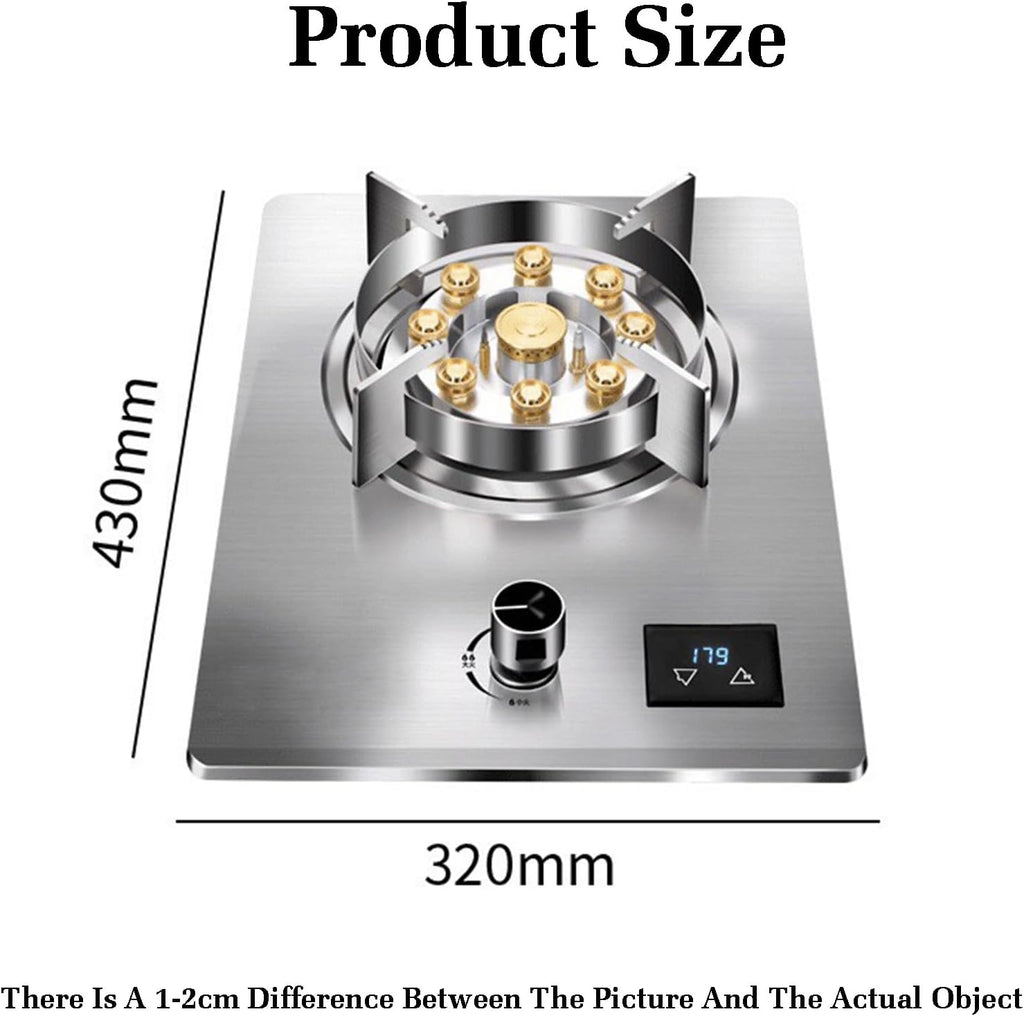 Gas Stove 1 Burner,7.2KW Nine-Cavity High-fire Timer,Gas/LP Gas Conversion Stove,Stainless Steel Indoor Regulators,with Flameout Protection,for Home Kitchen(LPG)