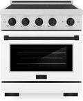 ZLINE Autograph Edition 30 in. 4.2 cu. ft. Paramount Induction Range with 4 Element Cooktop and Electric Convection Oven in Satin Stainless Steel with White Matte Door and Matte Black Accents