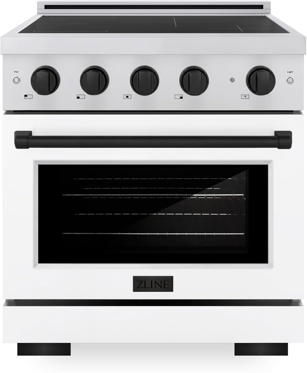 ZLINE Autograph Edition 30 in. 4.2 cu. ft. Paramount Induction Range with 4 Element Cooktop and Electric Convection Oven in Satin Stainless Steel with White Matte Door and Matte Black Accents
