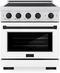 ZLINE Autograph Edition 30 in. 4.2 cu. ft. Paramount Induction Range with 4 Element Cooktop and Electric Convection Oven in Satin Stainless Steel with White Matte Door and Matte Black Accents