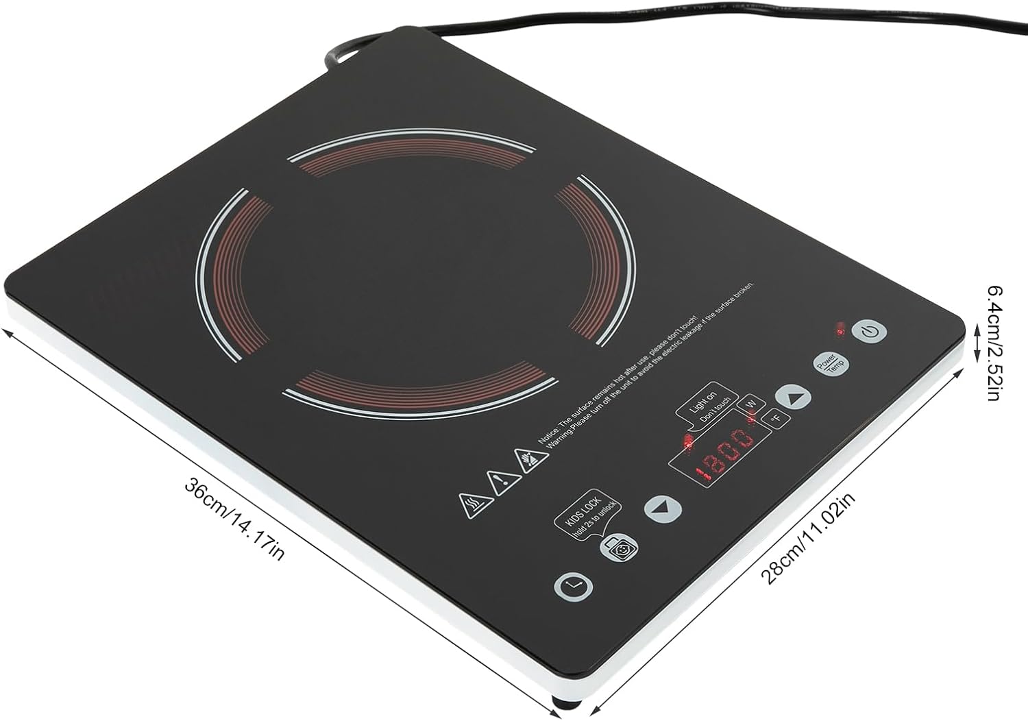 Electric Cooktop, 110-120V 2100W Electric Stove Top with Knob Control, 9 Power Levels, Kids Lock & Timer, Hot Surface Indicator, Overheat Protection, Built-in Radiant Double Induction Cooktop