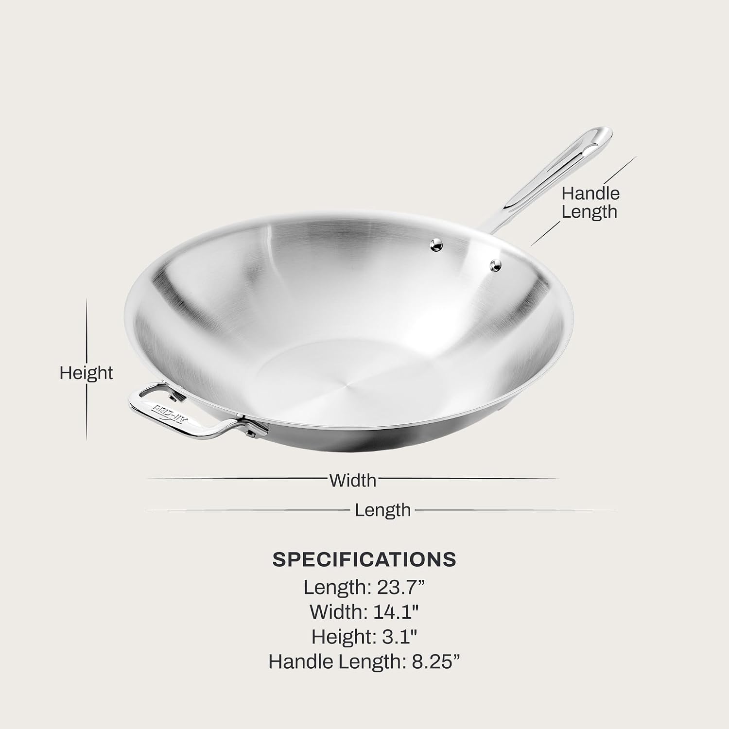 All-Clad D3® Stainless Steel 14 inch Wok Pan- Made in the USA- The Original Bonded Professional Cookware- Oven Safe & Induction Compatible