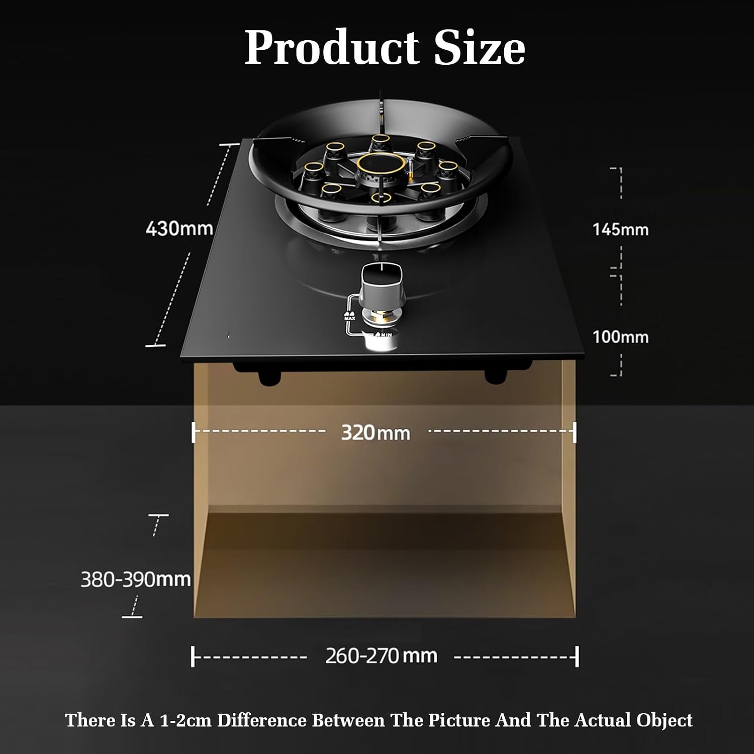 Gas Stove 1 Burner,5.2KW Camping Gas Cooker,Kitchen Counter Top Stove,Tempered Glass Cast Iron Pot Rack,with Flameout Protection,for Home Kitchen(LPG)