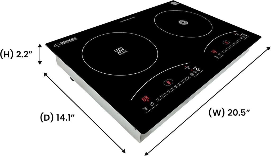 Equator 20-inch Electric Hybrid Cooktop with 1 Induction & 1 Ceramic Burners Dual Cooking Modes for Flexible, Fast, and Efficient Cooking Sleek Built-in Design