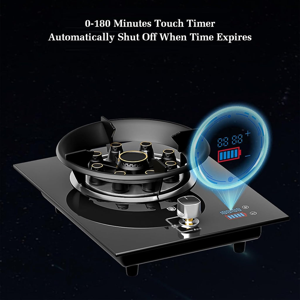 Gas Stove 1 Burner,Portable Gas Stove,Gas/LP Gas Conversion Stove,Tempered Glass Cast Iron Pot Rack,with Flameout Protection,for Home Kitchen(LPG)