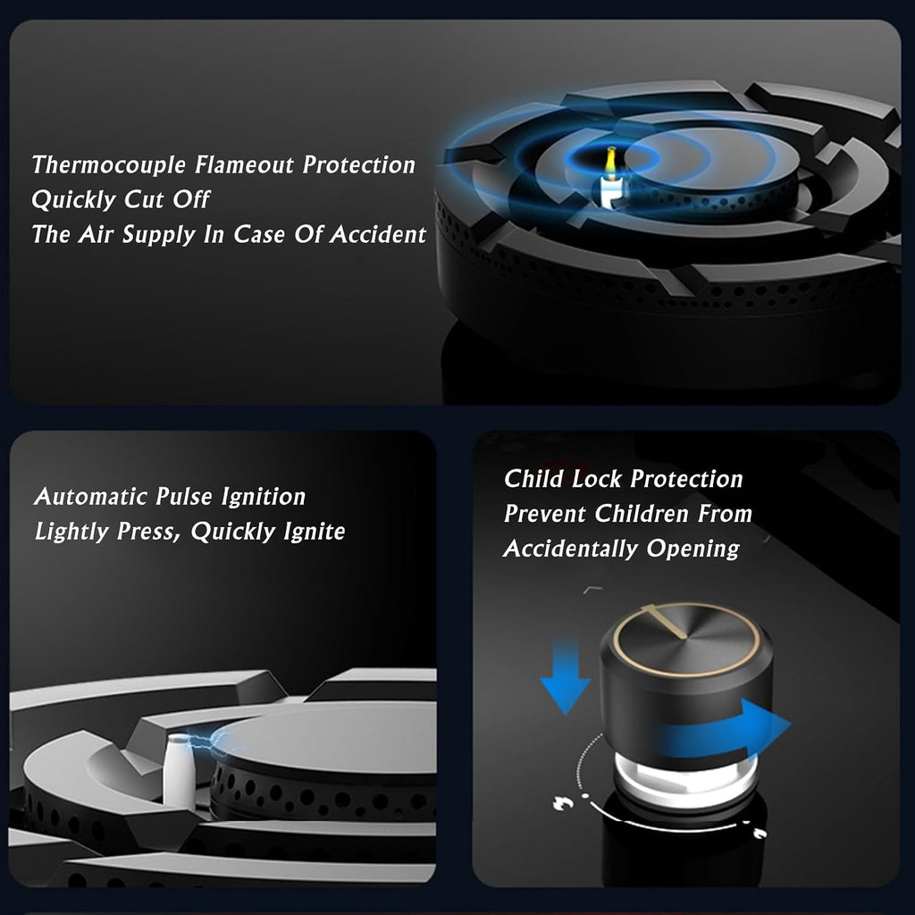 Propane Stove,2 Burners Portable Propane Stove,17742.4BTU High Power Tempered Glass Gas Cooktop Suitable for Kitchen Outdoor RV and Apartments (Color : LPG, Size : Style 1)