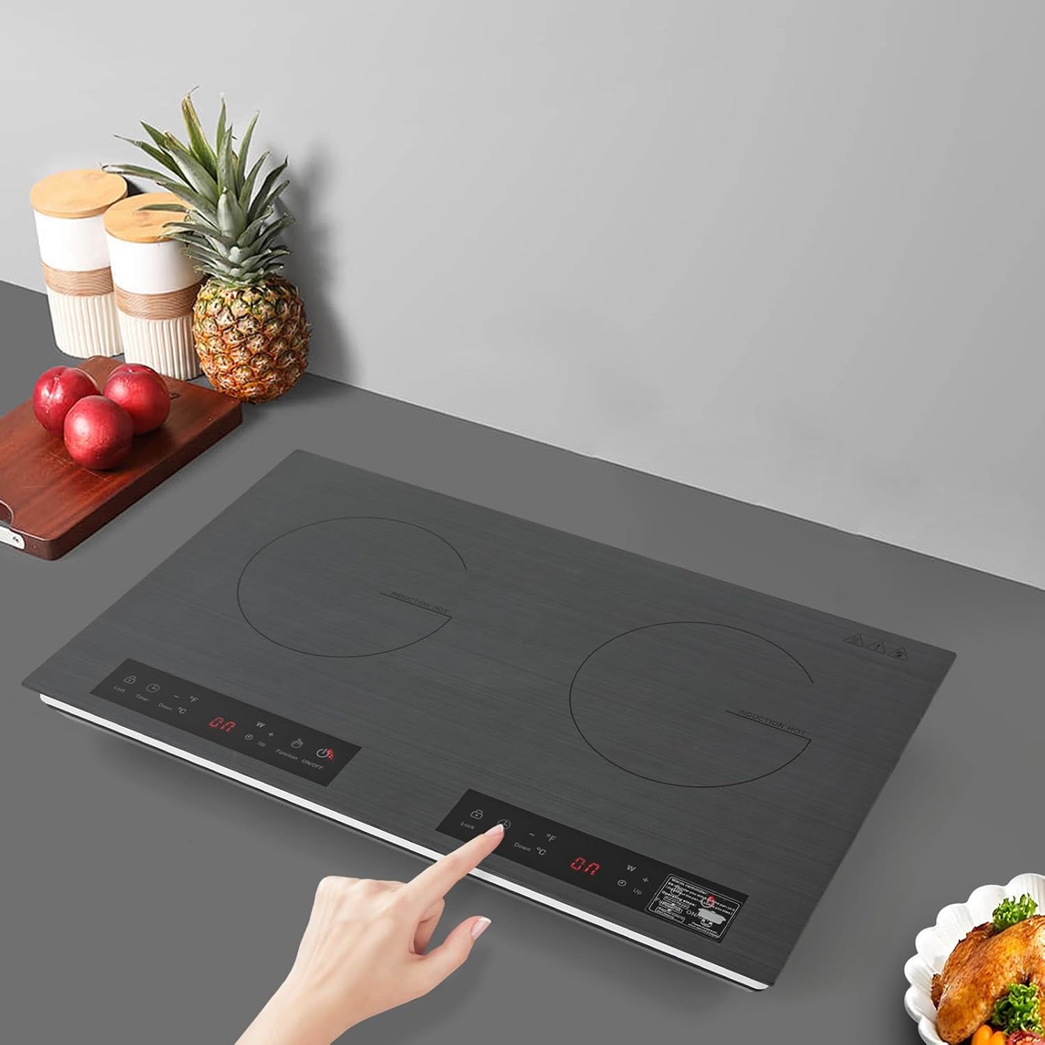 DYRABREST 4000W Dual-Zone Induction Cooktop Portable Induction Cooke Compact Electric Stove with Sensor Touch & 3H Timer for RV, Camping, Dorms, and Small Kitchens
