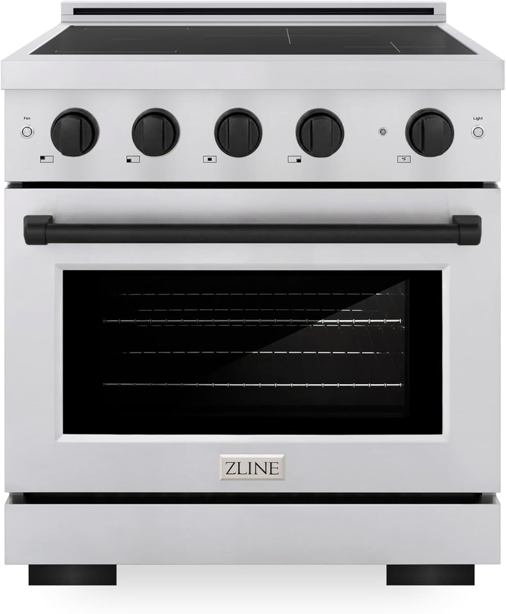 ZLINE Autograph Edition 30 in. 4.2 cu. ft. Paramount Induction Range with 4 Element Cooktop and Electric Convection Oven in Stainless Steel with Matte Black Accents (SINRZ-30-MB)