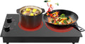 Electric Hob Cook Top Stove,110V Induction Cooktop, Electric Stove, 2 Burners Ceramic with Knob Control, Cooktop Timer