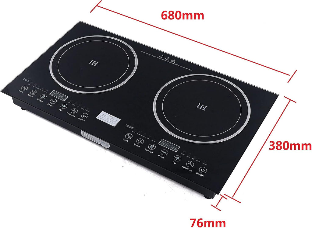 Dual Induction Cooker Cooktop Digital Hot Plate Digital Electric Countertop Burner Touch Sensor Control Stove Dual Hot Plate 8 Gear Firepower Induction cooker + Ceramic-Cooker (1200W+1400W)