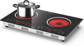 2 Burners Electric Cooktop, 24 Inch Stove top Touch Control, 110v~120v Built-in Elecric Stove Top with Outlet Plug, Child Safety Lock, Timer