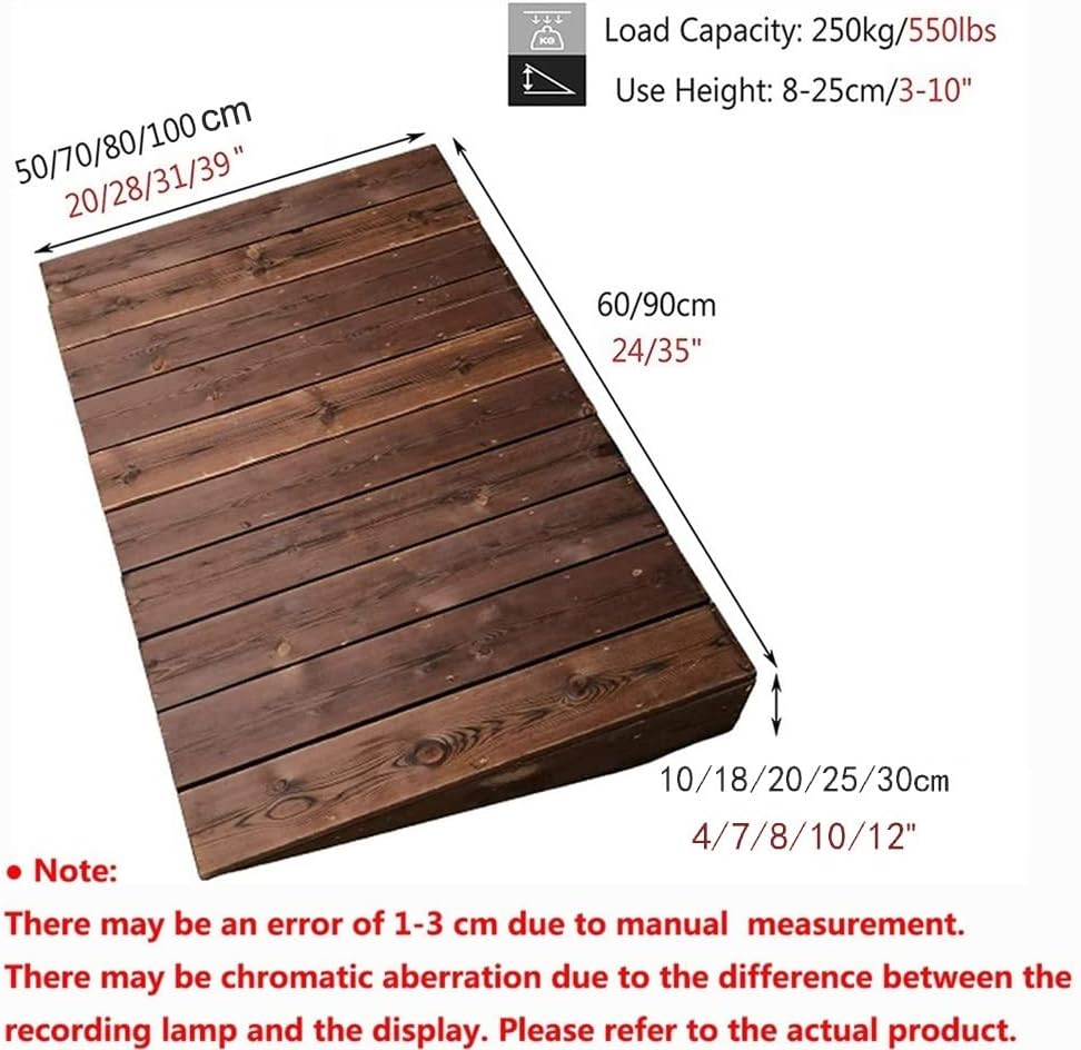 Non-Slip Wood Threshold Ramp for Home Entry - 4''-10'' Rise, 60x50x10cm (24x20x4'') - Ideal for Front Door Accessibility and Wheelchair Use