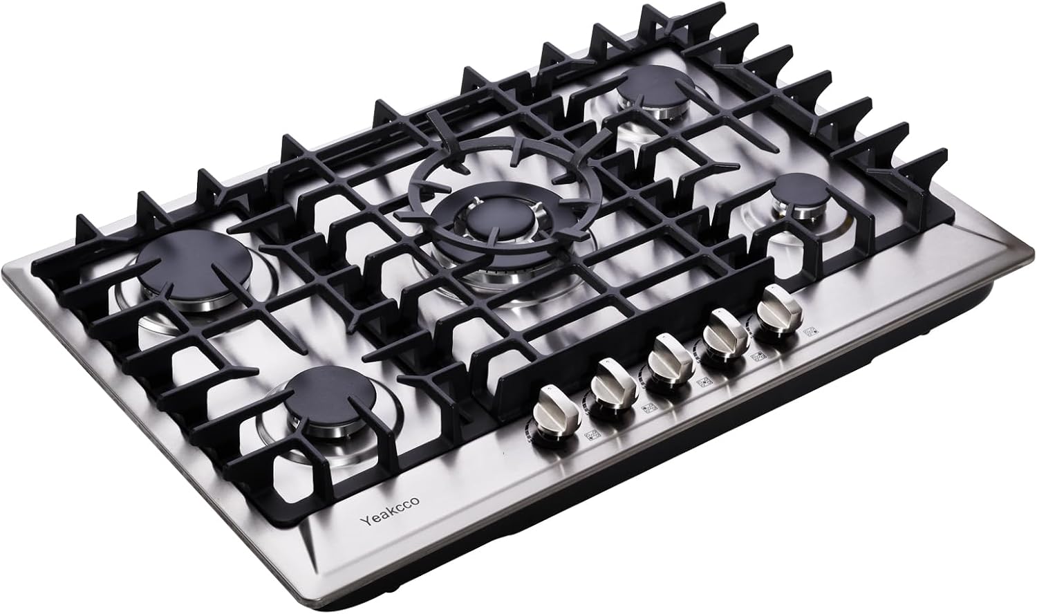 30 Inch Gas Cooktop, Built-in 5 Burners Stainless Steel Stovetop Propane/Natural Gas Convertible Stove Top Dual Fuel Cooktop